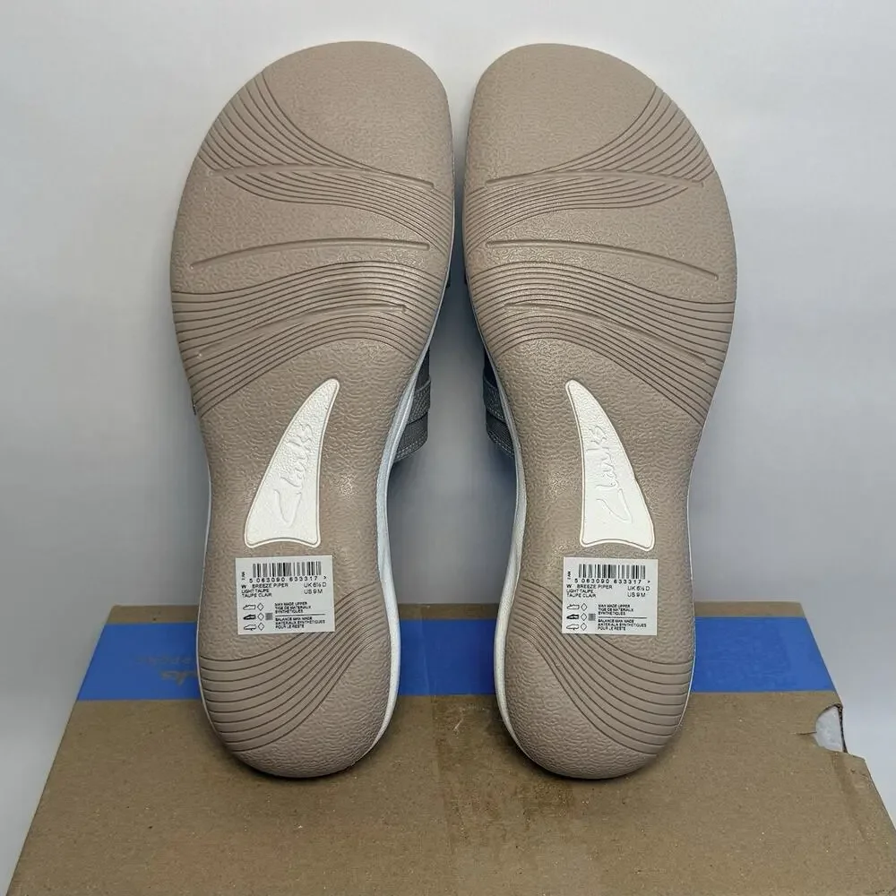 Clarks Breeze Piper Women’s Light Taupe Slide Sandals Cloudsteppers US 9M New
